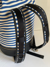 Load image into Gallery viewer, Want Les Essentiels Backpack Extra Large Blue Duffel Top Load EPPS Stripe Canvas Leather