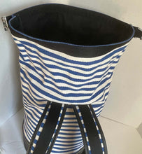 Load image into Gallery viewer, Want Les Essentiels Backpack Extra Large Blue Duffel Top Load EPPS Stripe Canvas Leather