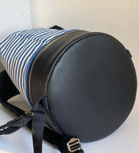 Load image into Gallery viewer, Want Les Essentiels Backpack Extra Large Blue Duffel Top Load EPPS Stripe Canvas Leather