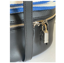Load image into Gallery viewer, Want Les Essentiels Duffel Backpack XL Blue Roll Top Canvas Leather Stripe Travel