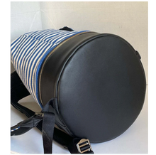 Load image into Gallery viewer, Want Les Essentiels Duffel Backpack XL Blue Roll Top Canvas Leather Stripe Travel