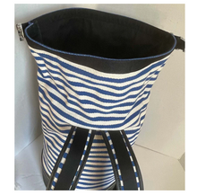 Load image into Gallery viewer, Want Les Essentiels Duffel Backpack XL Blue Roll Top Canvas Leather Stripe Travel