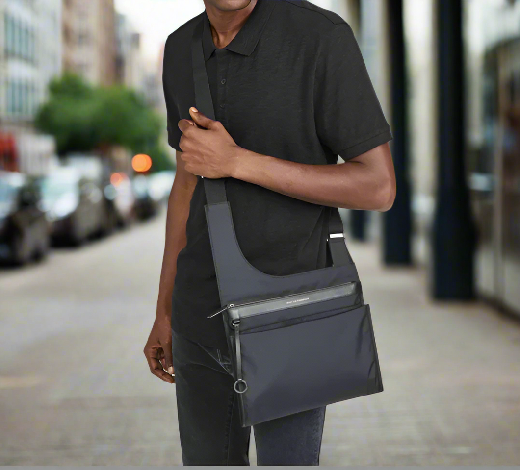 WANT Les Essentiels Sling Crossbody Kurtz Messenger Bag Mens Black Nylon Slim