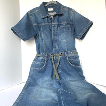 Load image into Gallery viewer, We The Free Edison Wide Leg Coverall Womens Large Blue Denim Short Sleeve