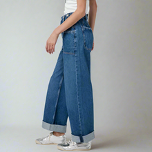 Load image into Gallery viewer, We The Free Palmer Cuffed Jeans Womens 28 Blue Wide Leg Baggy Relaxed