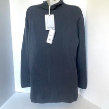 Load image into Gallery viewer, Dark gray ribbed sweater on a mannequin with a visible brand tag against a white background