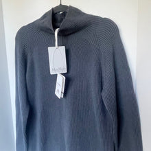 Load image into Gallery viewer, Gray sweater on a hanger with a tag against a white background