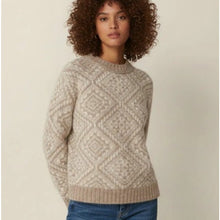 Load image into Gallery viewer, Woman wearing a beige knitted sweater against a plain background