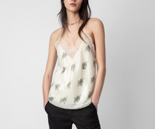 Load image into Gallery viewer, Zadig Voltaire Christy Floral Sequined Camisole Cream Lace Lingerie Tank Top