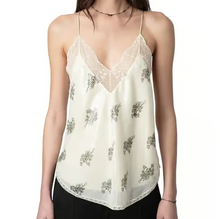 Load image into Gallery viewer, Zadig Voltaire Christy Floral Sequined Camisole Cream Lace Lingerie Tank Top