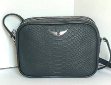 Load image into Gallery viewer, Zadig Voltaire Crossbody Womens Small Black Boxy Wings Leather Shoulder Bag