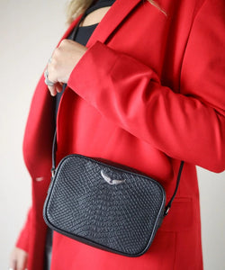 Zadig Voltaire Crossbody Womens Small Black Boxy Wings Leather Shoulder Bag