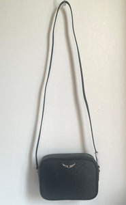 Zadig Voltaire Crossbody Womens Small Black Boxy Wings Leather Shoulder Bag
