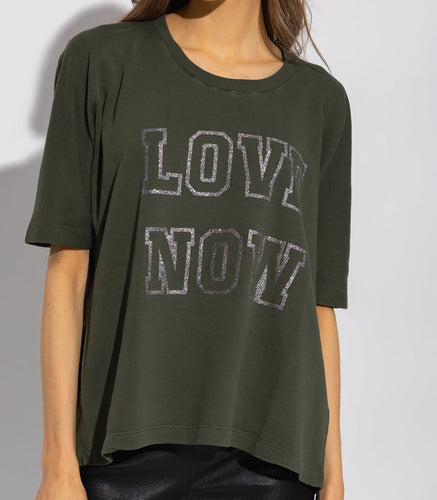 Zadig Voltaire Portland Sweatshirt Top Womens Small Love Now Short Sleeve Green
