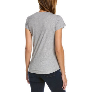 Zadig Voltaire Rock Tee Shirt Womens Small Gray Scoop Neck Silver Cracked Foil