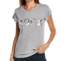 Load image into Gallery viewer, Zadig Voltaire Rock Tee Shirt Womens Small Gray Scoop Neck Silver Cracked Foil