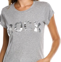 Load image into Gallery viewer, Zadig Voltaire Rock Top Womens Small Gray Scoop Neck Silver Cracked Foil TShirt