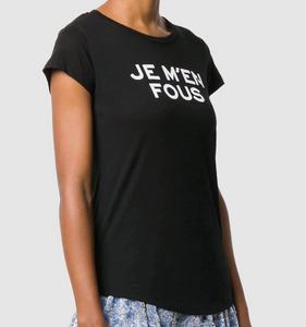 Zadig Voltaire T Shirt Womens Small Black Crew Neck Je M'en Fous Top