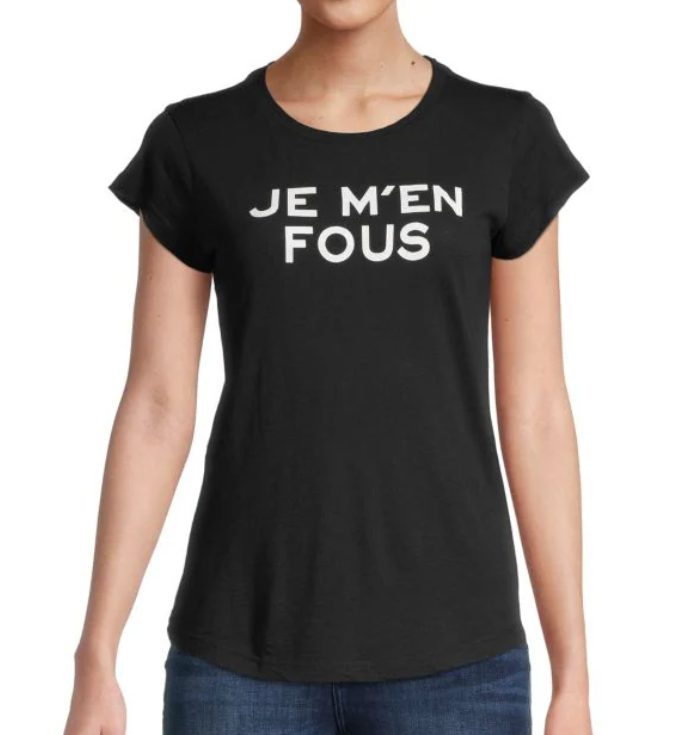 Zadig Voltaire T Shirt Womens Small Black Crew Neck Je M'en Fous Top