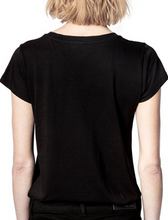 Load image into Gallery viewer, Zadig Voltaire Tee Skinny Rock Flash Strass Womens Small Black Short Sleeve Top