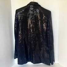 Load image into Gallery viewer, Black sequin jacket on a white background