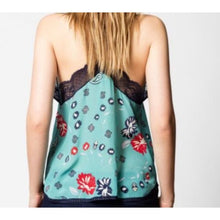 Load image into Gallery viewer, Zadig &amp; Voltaire Christy Blue Silk Camisole Daisy Print Lace Trim XS