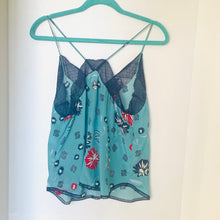 Load image into Gallery viewer, Zadig &amp; Voltaire Christy Blue Silk Camisole Daisy Print Lace Trim XS