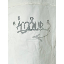 Load image into Gallery viewer, White jacket with 'Amour' text in rhinestones on a white background