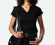 Load image into Gallery viewer, Zadig Voltaire Love Yourself T Shirt Womens Black Red Lips Strass Short Sleeve