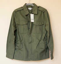 Load image into Gallery viewer, Green jacket with a tag on a white background