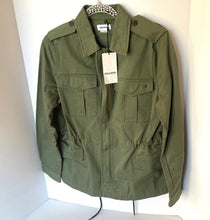 Load image into Gallery viewer, Green jacket on a hanger with a white background