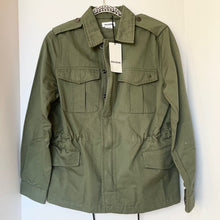 Load image into Gallery viewer, Green jacket with a tag on a white background