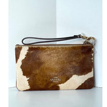 Load image into Gallery viewer, Coach Ashton CDY07 Wristlet Haircalf Cow Print Leather Clutch Brown E