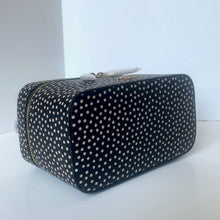 Load image into Gallery viewer, Coach Cosmetic Case CCF44 Black Leather Polka Dot Large Travel Zip