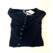 Load image into Gallery viewer, Free People East Side Black Ribbed Bell Sleeve Cardigan Sweater Small