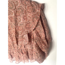 Load image into Gallery viewer, The Kooples Silk Crop Top Womens Pink Paisley V-Neck Ruffle Blouse XL