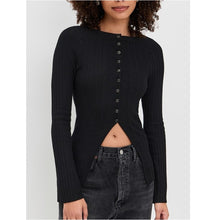 Load image into Gallery viewer, Free People East Side Black Ribbed Bell Sleeve Cardigan Sweater Small