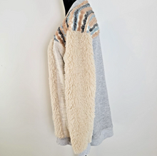 Load image into Gallery viewer, Anthropologie Ivory Sherpa Sweater Jacket L Womens Open Front Cozy Shacket