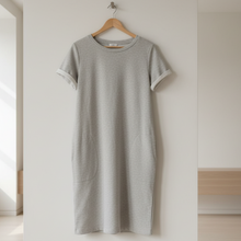Load image into Gallery viewer, Anthropologie Dress Womens Medium Gray Short Sleeve Cotton Fleece Tunic Mini