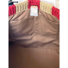 Load image into Gallery viewer, Coach City Tote CER30 Large Red Tan Striped Straw Carryall Bag