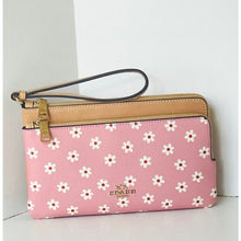 Load image into Gallery viewer, Coach Double Zip Phone Wallet CEY48 Pink Floral Canvas Leather Wristlet