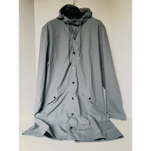 Load image into Gallery viewer, Rains Long Jacket Waterproof Hooded Raincoat – Unisex Large, Pool Gray