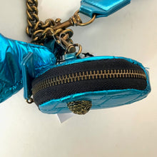 Load image into Gallery viewer, Kurt Geiger Eagle Head Quilted Metallic Blue Nylon Crossbody Bag Small Pouch