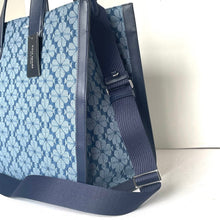 Load image into Gallery viewer, Kate Spade Manhattan Tote Bag Large Blue Floral Jacquard Denim Shoulder