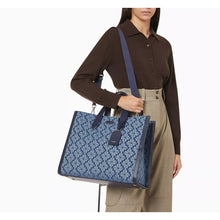 Load image into Gallery viewer, Kate Spade Manhattan Tote Bag Large Blue Floral Jacquard Denim Shoulder