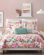 Load image into Gallery viewer, Jessica Simpson Queen Full Duvet Cover Set Floral Pink Cotton Bellisima 3-Piece