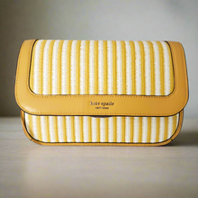 Load image into Gallery viewer, Kate Spade Buddie Stripe Crossbody Clutch Yellow Leather Shoulder Bag ORIG PKG