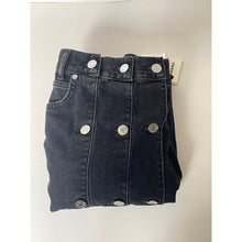 Load image into Gallery viewer, Sandro Black Denim Pencil Midi Skirt Silver-Tone Button Embellishments 8/40