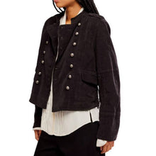 Load image into Gallery viewer, Free People Lotty Black Velvet Double-Breasted Military Blazer – Women's Small