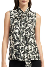 Load image into Gallery viewer, Theory Shirt Womens Small Silk Sleeveless Tie Scarf V-Neck Silk Camo Top